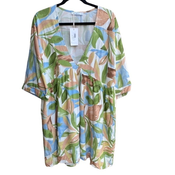 Girl And The Sun Leaf Print Mini Dress - Picture 1 of 7